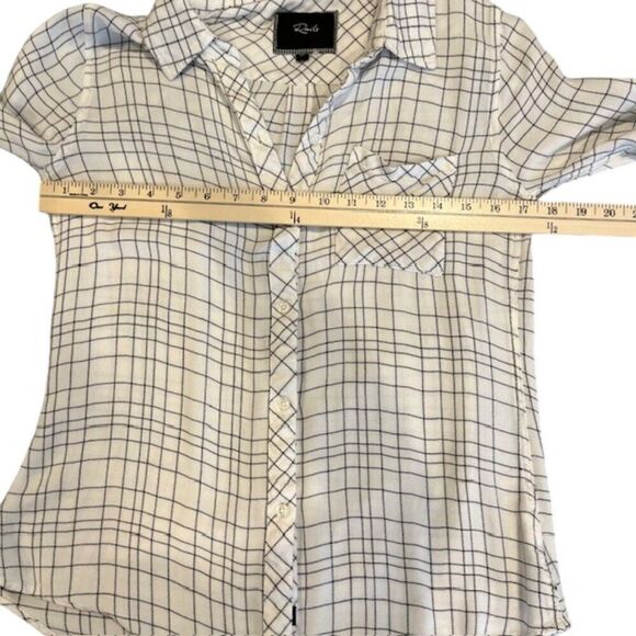 Rails Rayon Button Front Shirt White with Black Plaid Lightweight Size XS - Picture 8 of 11